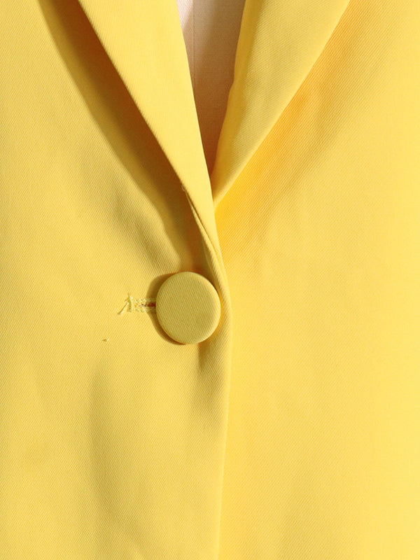 Backless Buttoned Hollow Rhine Stones Solid Color Long Sleeves Deep V-Neck Blazer