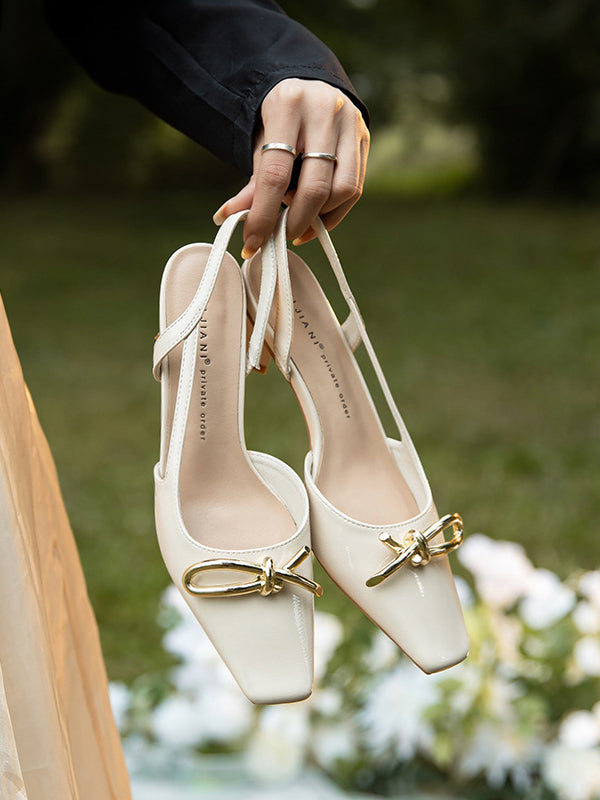 Split-Joint Square-Toe Sling Shoes Sandals