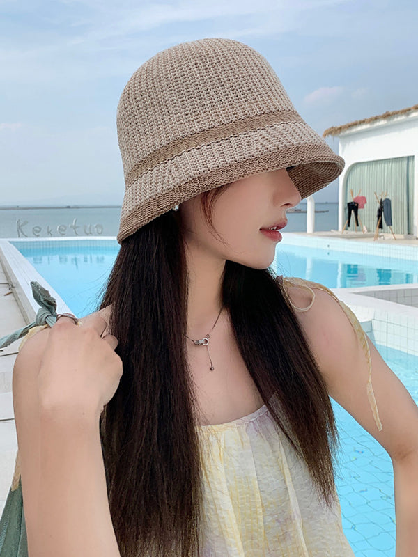 Contrast Color Woven Sun-Protection Hats&Caps Fisherman Hat