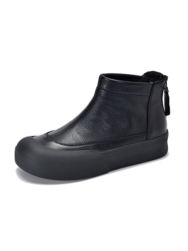 Round-Toe Zipper Boots