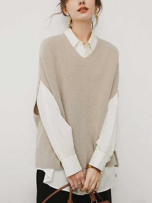 Casual Loose Solid Color V-Neck Vest Top