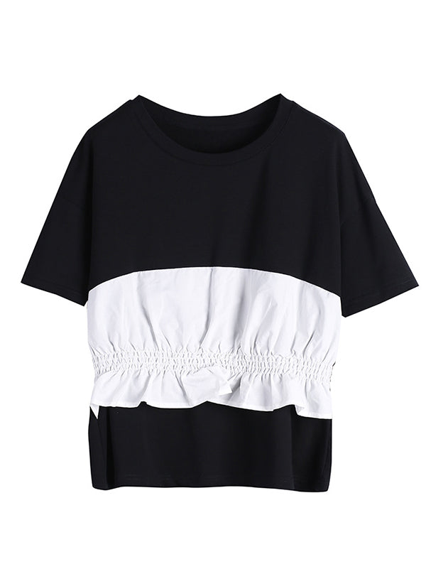 Original Falbala Split-Joint T-Shirts Tops