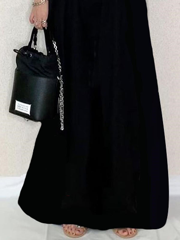 Solid Color Split-Joint Loose Sleeveless Spaghetti-Neck Overalls