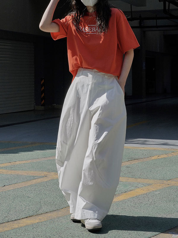 Solid Color Split-Joint Loose Wide Leg Trousers Casual Pants Bottoms