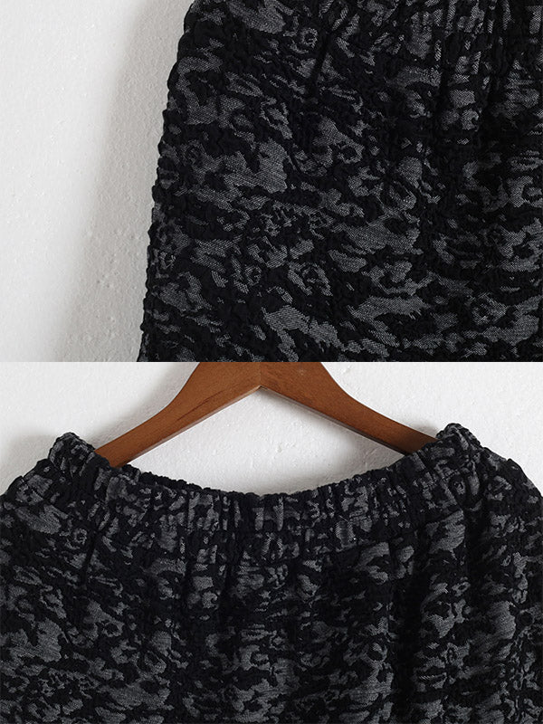 Vintage Loose Thickening Jacquard Nine-Quarter Pants
