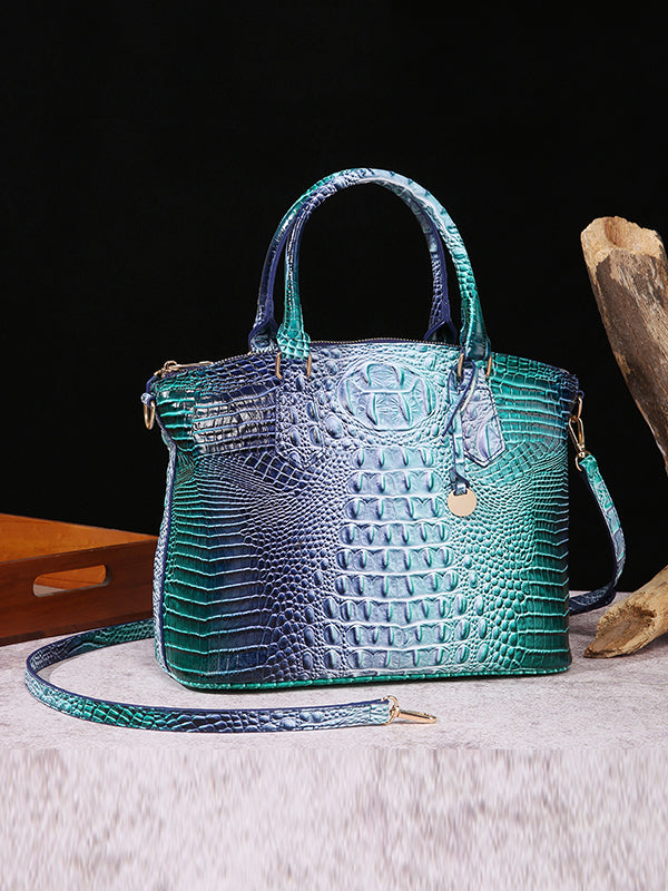 Alligator Print Pleated Split-Joint Handbags Bags