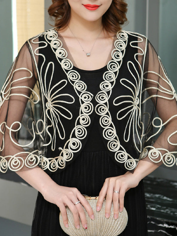 Gauze See-Through Plus Size Sleeveless V-Neck Outerwear