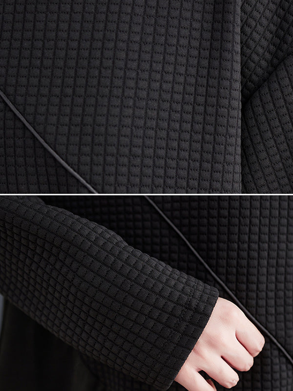 Casual Loose Long Sleeves Solid Color Hooded Midi Dresses