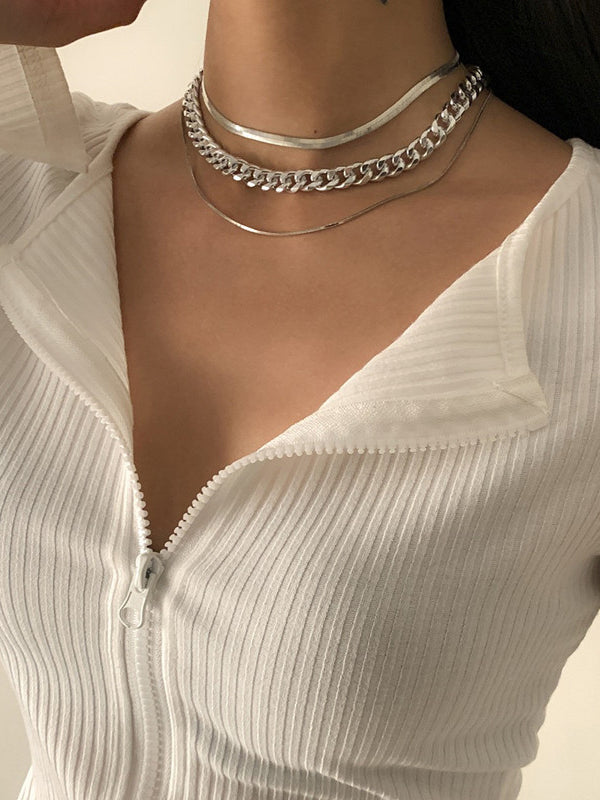 Chains Hollow Solid Color Necklaces Accessories Dainty Necklace