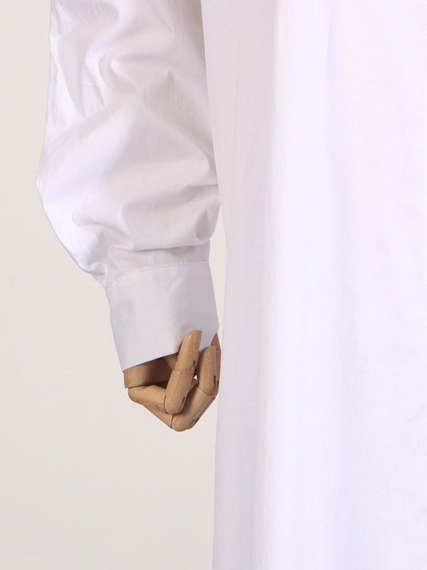 See-Through Solid Color Split-Joint Split-Side Long Sleeves Loose Lapel Shirt Dress Maxi Dresses