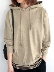 Casual 5 Colors Striped Hooded Long Sleeves Sweater Top