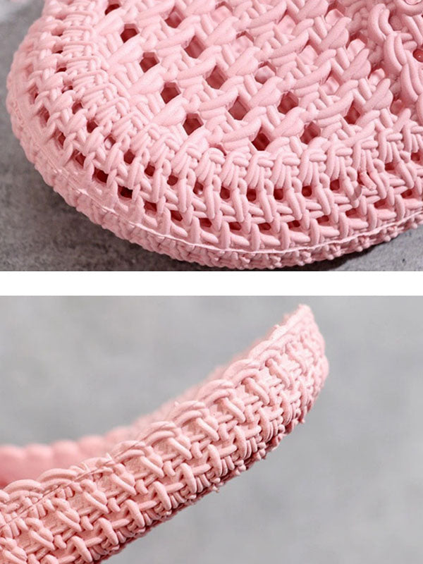 Hollow Lace-Up Round-Toe Slippers Mules&Slides