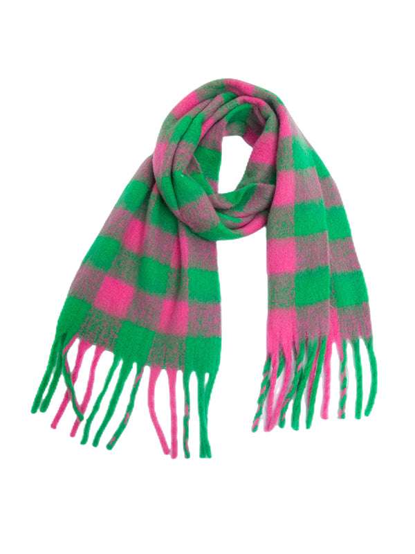 Keep Warm Plaid Tasseled Thick Shawl&Scarf