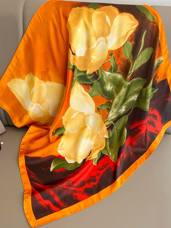 Floral Printed Square Scarfs&Hats