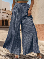 Printed Tied Waist Loose Wide Leg Pants