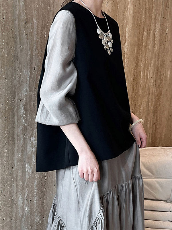 Elasticity Pleated Solid Color Split-Joint Zipper High Waisted Long Sleeves V-Neck Midi Dresses