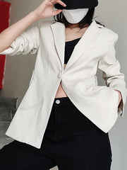 Casual Loose Long Sleeves Sequined Tasseled Hollow Shiny Notched Collar Outerwear Blazer