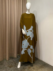 Printed Loose Round-neck Maxi Dresses