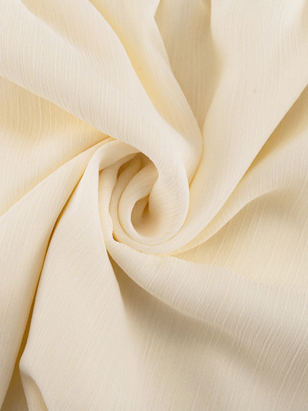 Ruffle Trim Solid Color Tied A-Line High Waisted V-Neck Mini Dresses