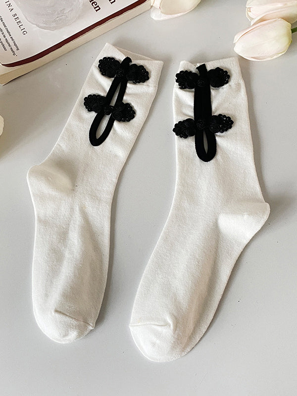 Casual Hollow Solid Color Disc Buckle Socks Accessories