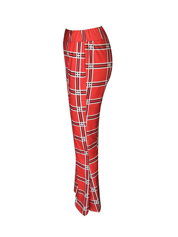 Plaid Flared Pants Trousers Pants