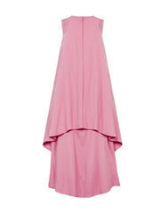 Asymmetric Hollow Pockets Solid Color Split-Joint A-line Loose Round-neck Maxi Dresses