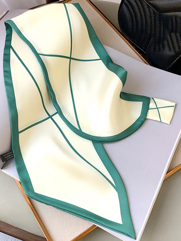 Original Striped Print Hair Band&Silk Scarf