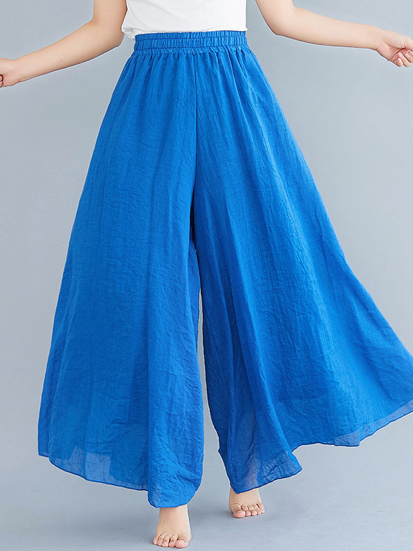 Elasticity Solid Color Loose Wide Leg Trousers Pants Culotte