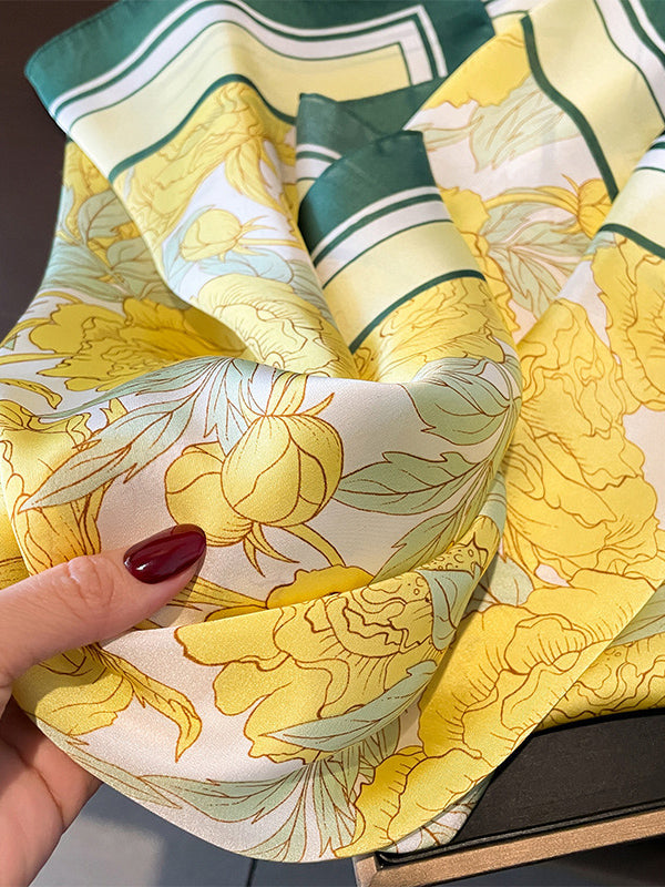 Floral Printed Silk Imitation Shawl&Scarf