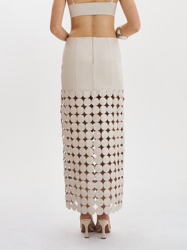 Polka-Dot Solid Color Split-Joint Split-Side Zipper A-Line Loose Skirts Bottoms