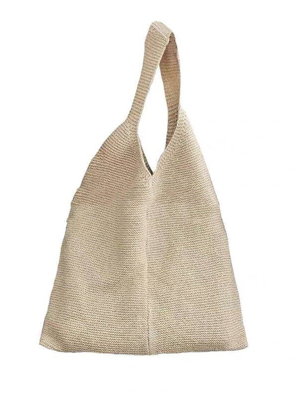 Solid Color Woven Handbag Bags