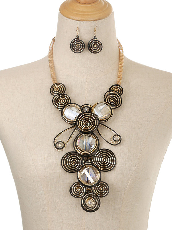 Geometric Artisan Gemstone Wirework Necklace & Earring Set