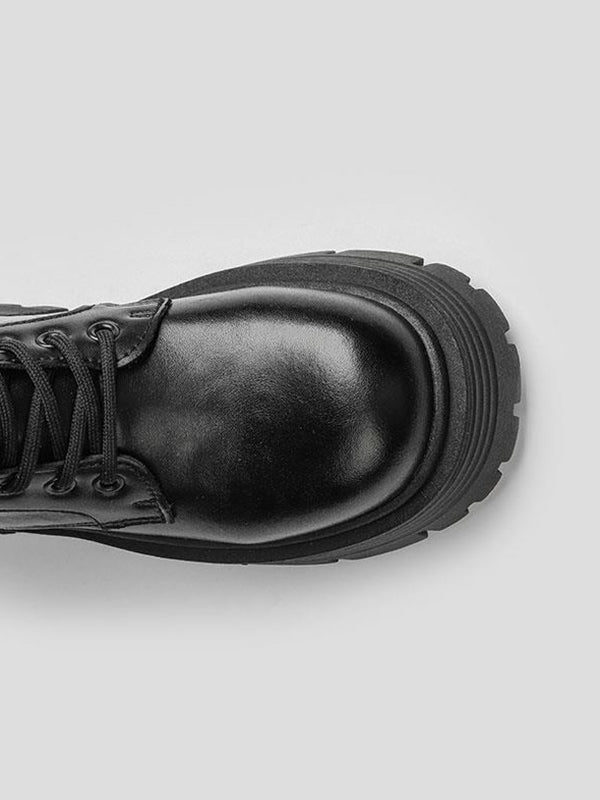 Lace-Up Round-Toe Split-Joint Platform Shoes Boots