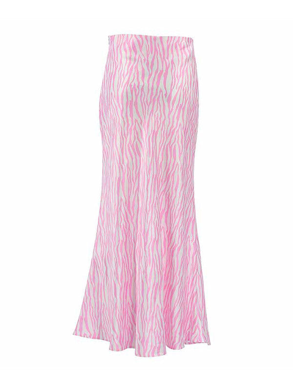 Contrast Color Zebra-Stripe Mermaid Skirts Bottoms