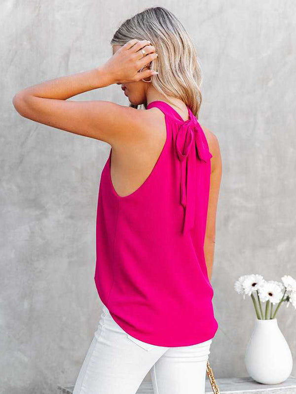 Stylish Selection Loose Solid Color Halter-Neck Vest Top