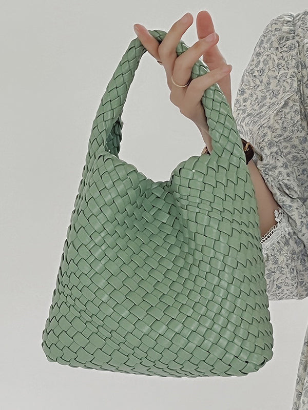 Solid Color Woven Handbags Bags