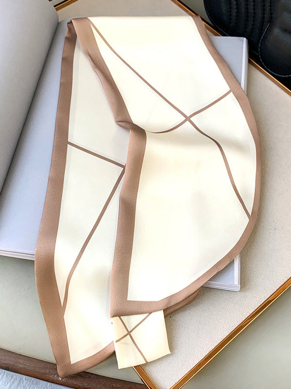 Original Striped Print Hair Band&Silk Scarf