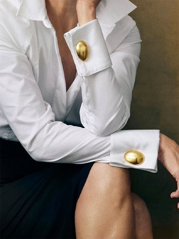 Buttoned Solid Color Long Sleeves Loose Lapel Blouses&Shirts Tops