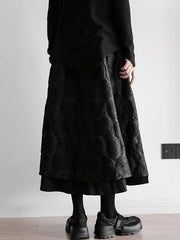 Original Cool A-Line Loose Split-Joint Jacquard Solid Color Skirts Bottoms