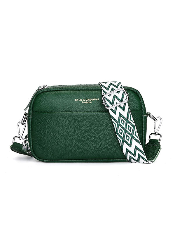 Letter Print Printed Solid Color Zipper Crossbody Bags