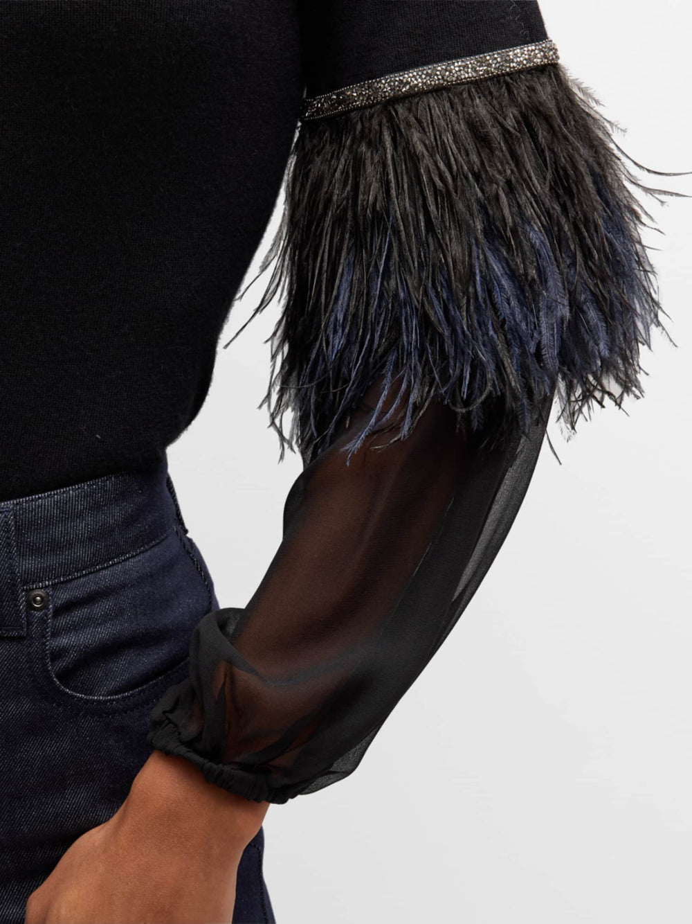 Feathers Solid Color Split-Joint Loose Wrap High-neck Blouses&shirts Tops