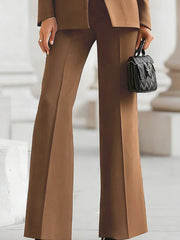 High Waisted Wide Leg Solid Color Pants Suits Bottoms
