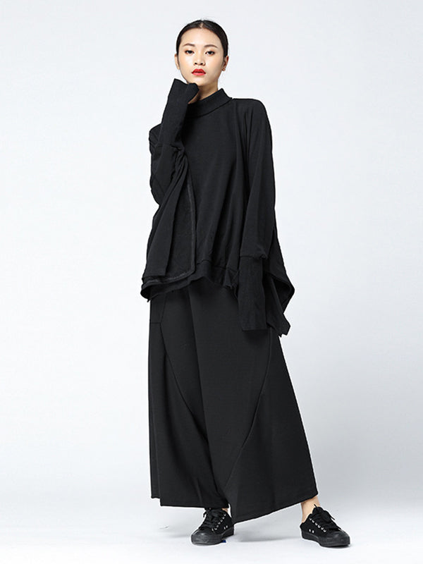 Leisure High Waisted Loose Solid Color Pants
