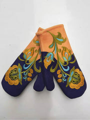 Casual Keep Warm Floral Embroidered Mittens