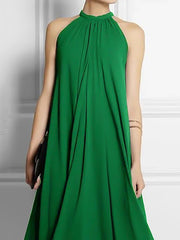 Loose Sleeveless Solid Color Halter-Neck Maxi Dresses