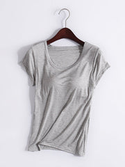 Modal Solid Color Short Sleeve Yoga Casual T-Shirts