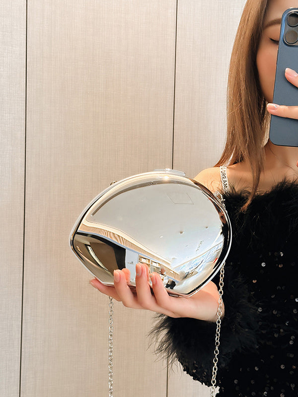 Chains Geometric Solid Color Satchels Crossbody Bags