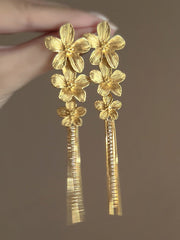 Flower Shape Tasseled Drop Earrings