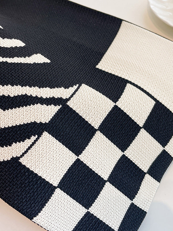 Checkerboard Striped Woven Handbag Bags