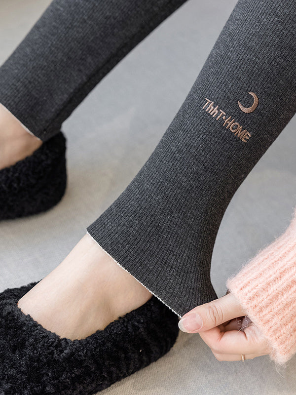 Casual Skinny Leg Letter Print Solid Color Leggings